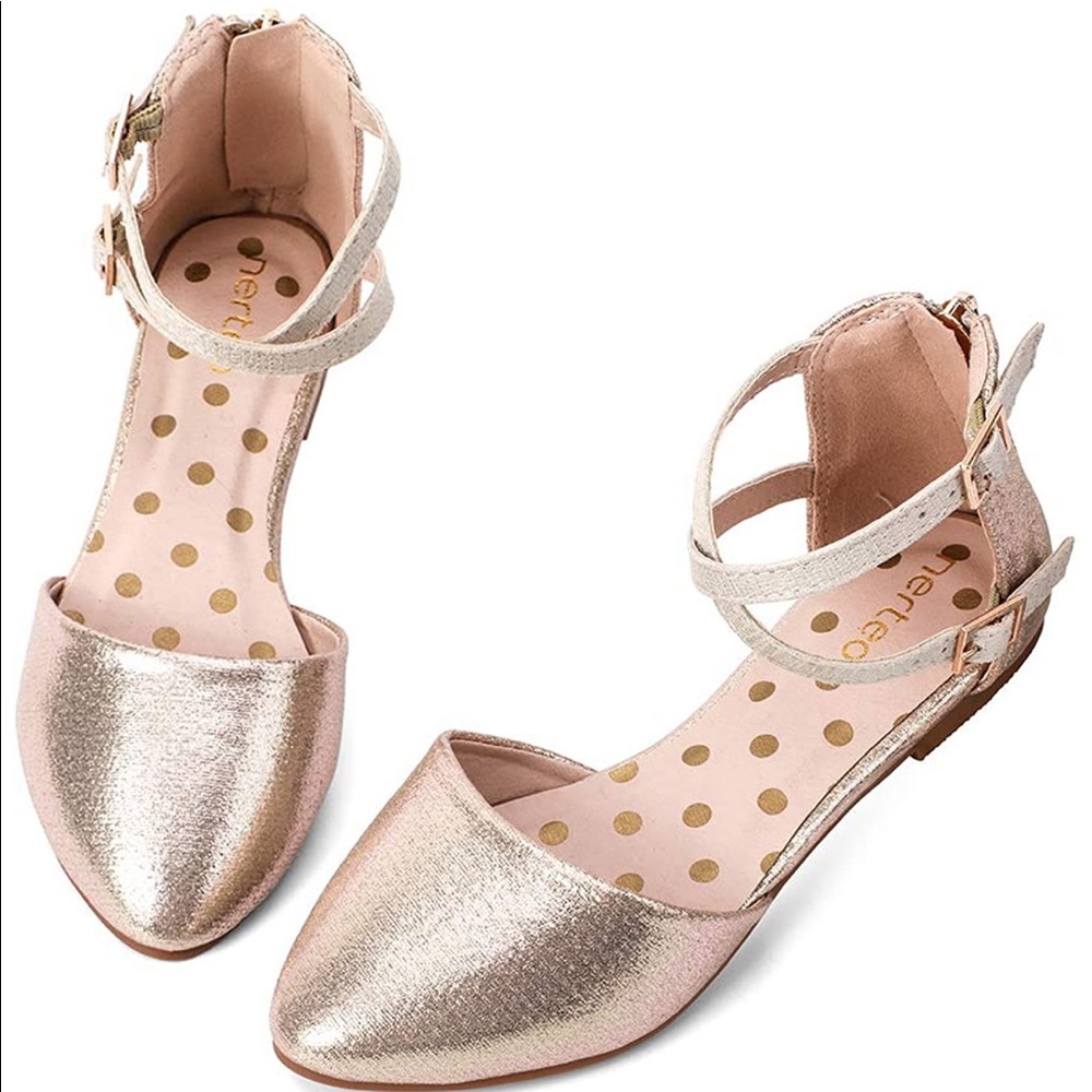 Gold shimmer ballet flats
